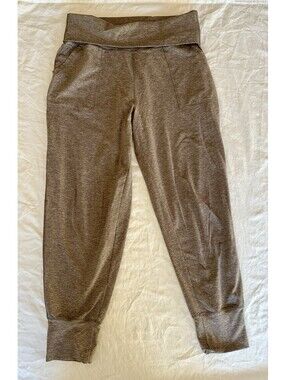 Aerie the Hugger Fold over jogger in Taupe/cream heather color. Size Large TALL